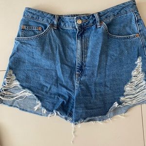 Top Shop Denim Shorts Distressed